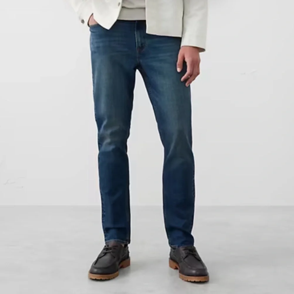 Banana Republic Med Blue Whisker‎ Faded Slim Straight Stretch Jeans 34/34